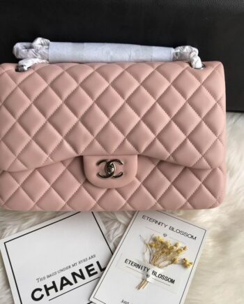 CC Jumbo Classic Flap Lambskin Bag in Pink