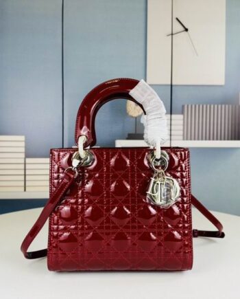 CD Bag Patent leather finish in Burgundy