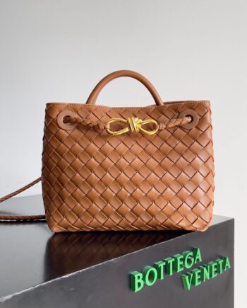 BV Andiamo Small Leather Tote Bag Cognac Colour