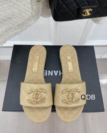 CC Quilted Lambskin Slides