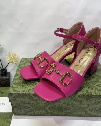 GG Horsebit Block Heel Sandals.