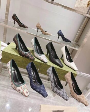 GG Canvas High Heel Pumps