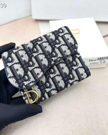 CD Saddle Bloom Card Holder in Oblique Jacquard.