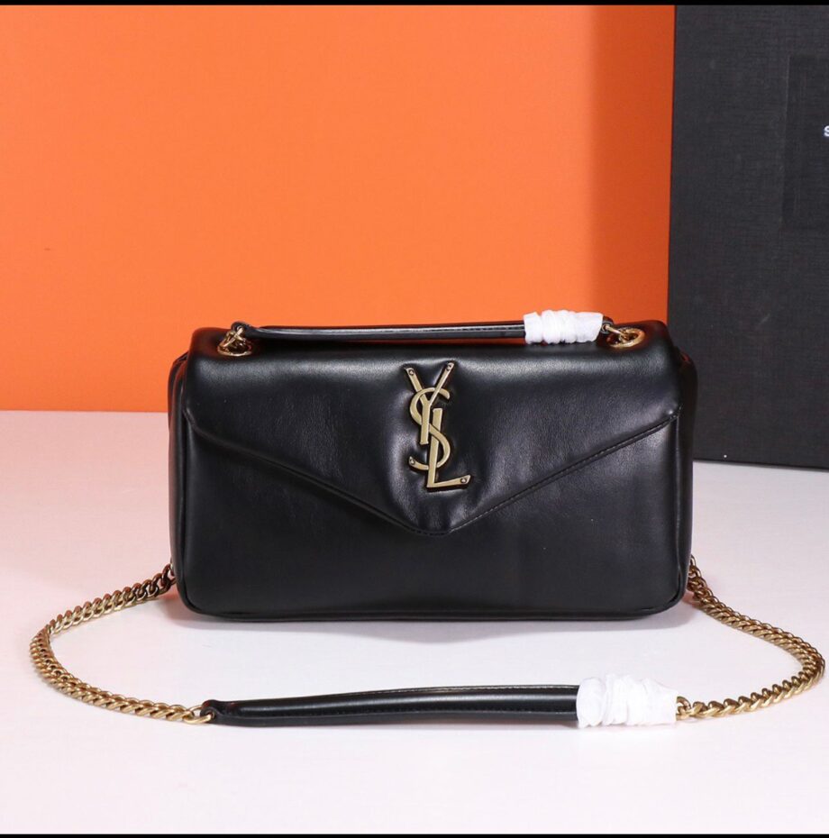 YS Shoulder Bag | supple texture in black .