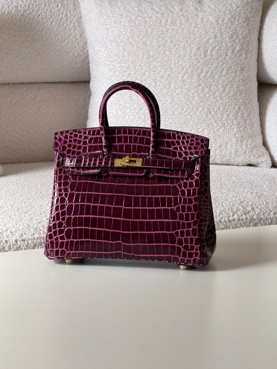 H Birkinn 25 Bag , Shiny Real Crocodile Leather Embossed.