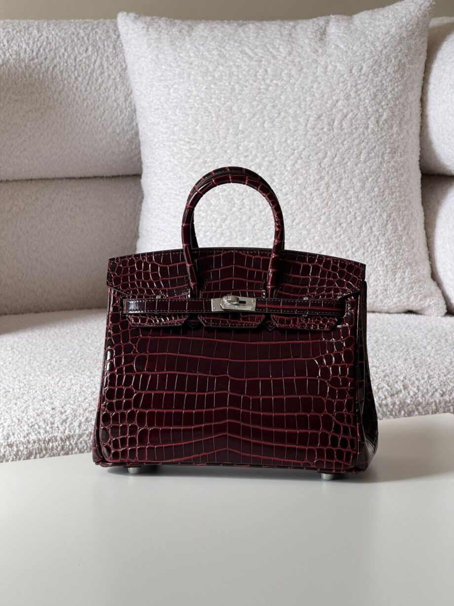 H Birkinn 25 Bag , Shiny Real Crocodile Leather Embossed.