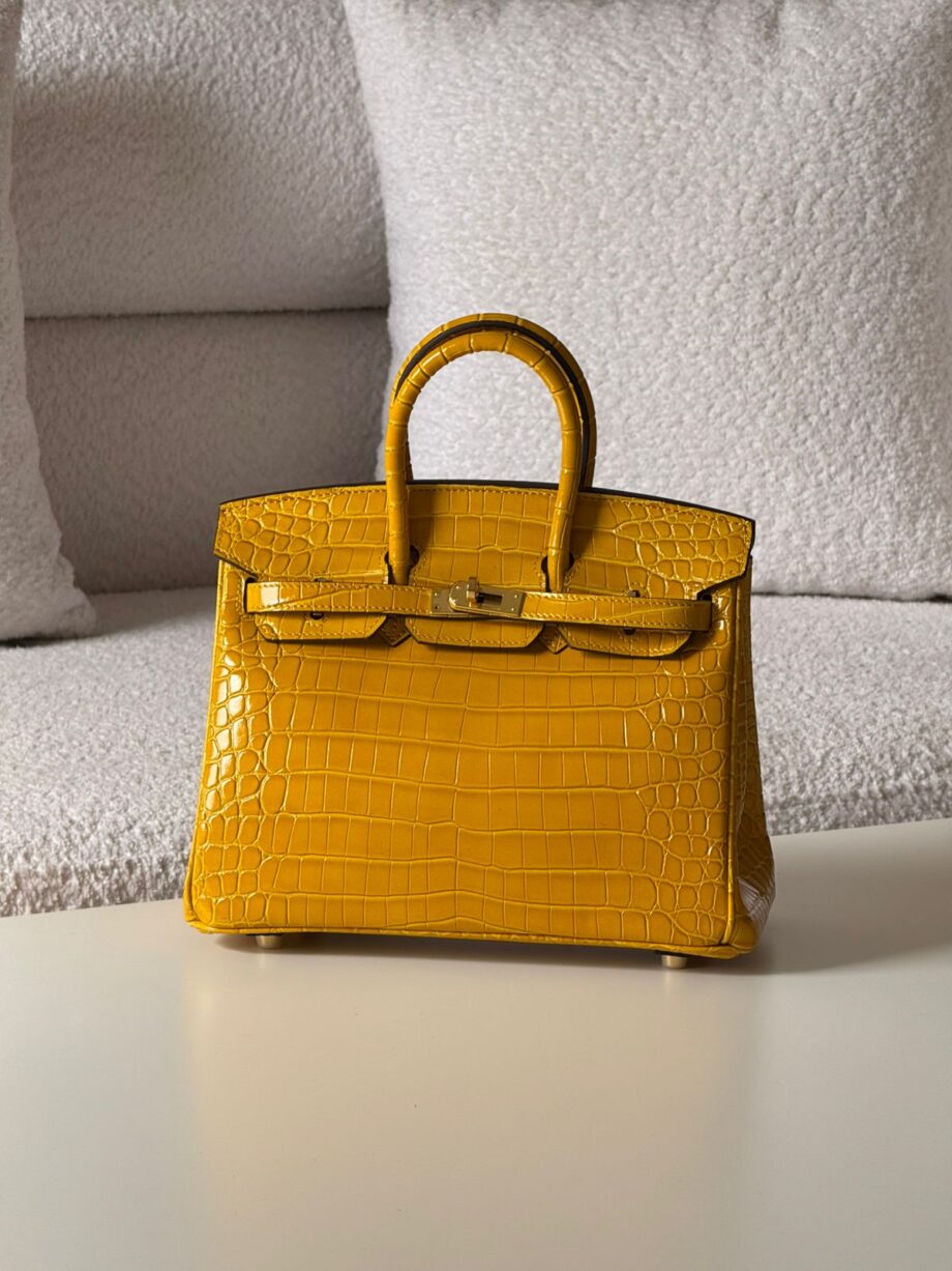 H Birkinn 25 Bag , Shiny Real Crocodile Leather Embossed.