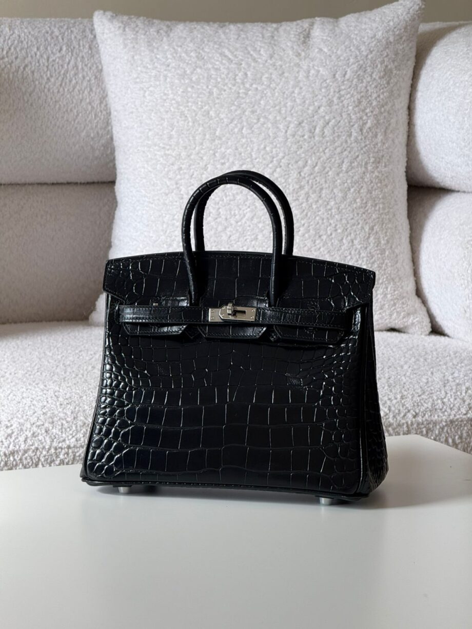 H Birkinn 25 Bag , Shiny Real Crocodile Leather Embossed.