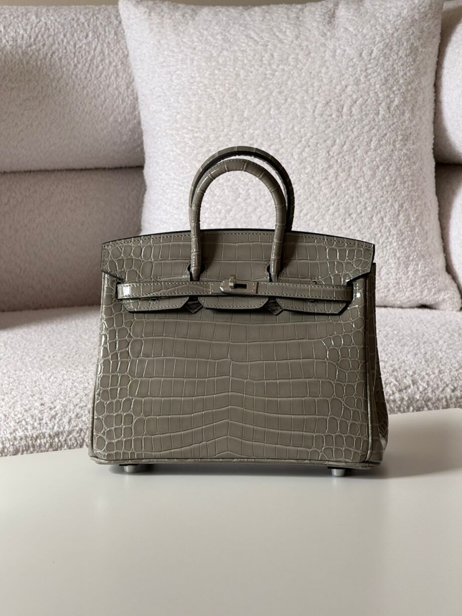 H Birkinn 25 Bag , Shiny Real Crocodile Leather Embossed.