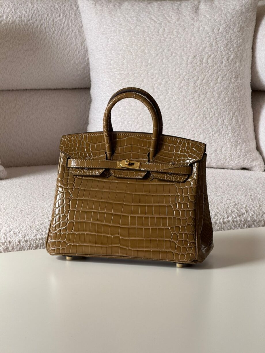H Birkinn 25 Bag , Shiny Real Crocodile Leather Embossed.