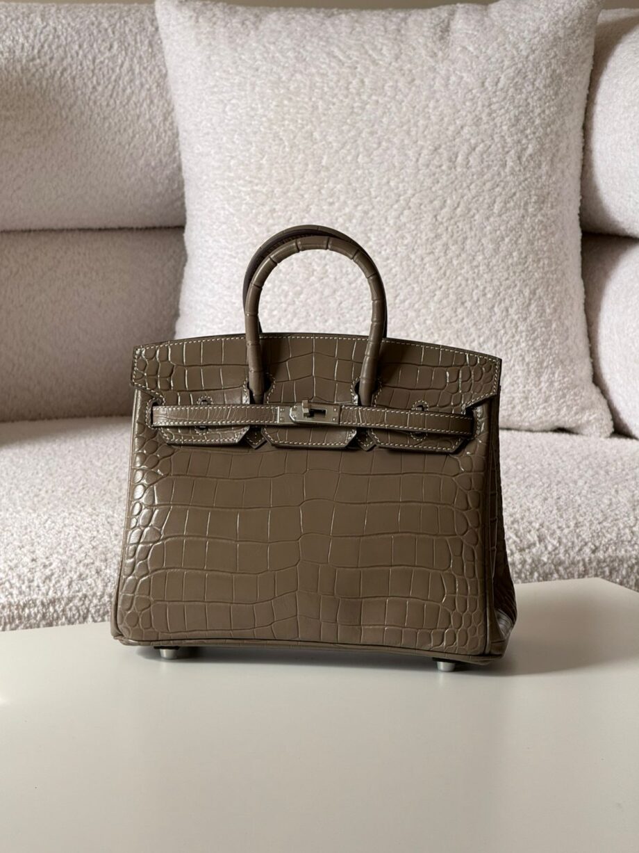 H Birkinn 25 Bag , Shiny Real Crocodile Leather Embossed.