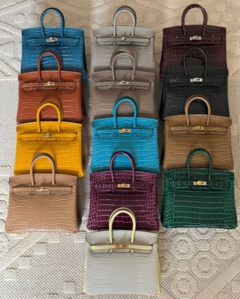 H Birkinn 25 Bag , Shiny Real Crocodile Leather Embossed.