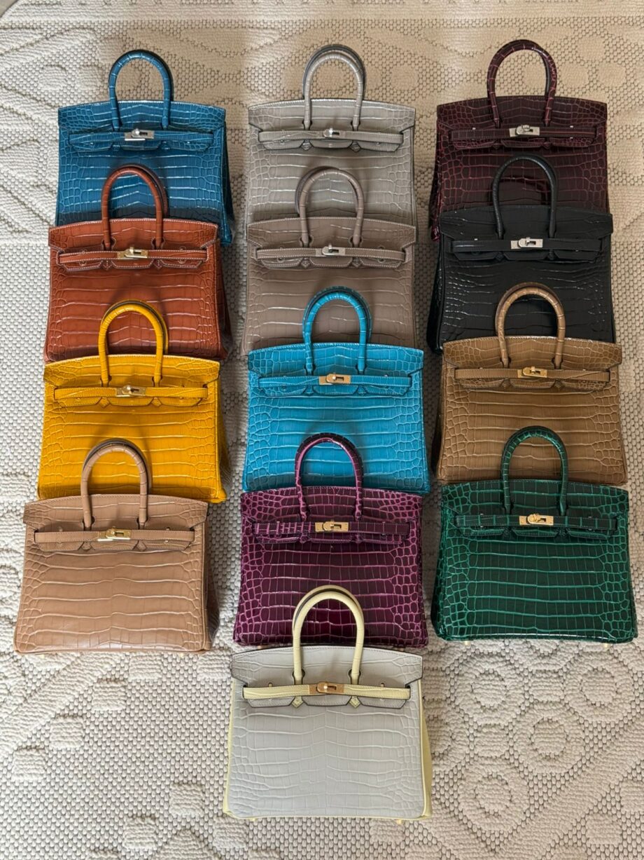 H Birkinn 25 Bag , Shiny Real Crocodile Leather Embossed.