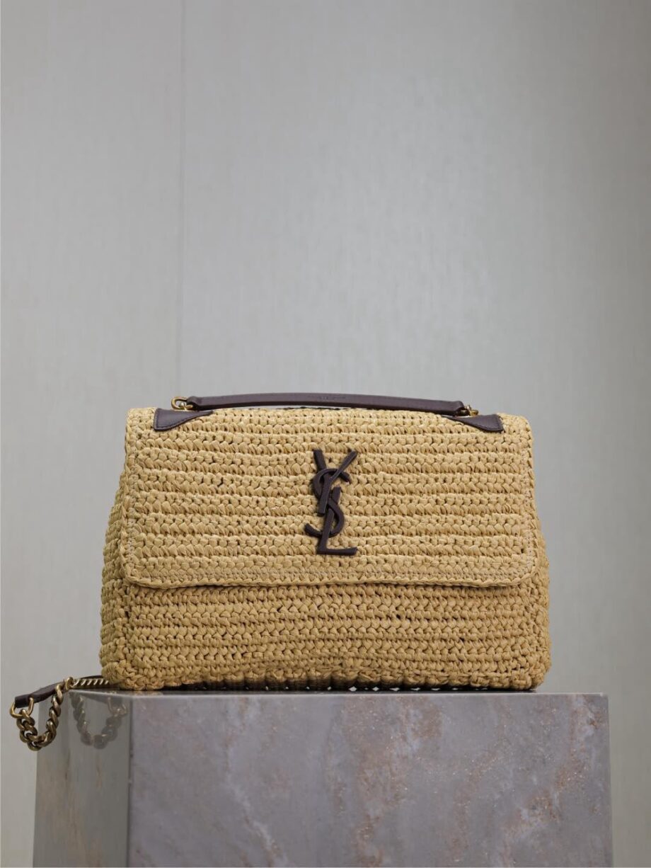 YS Niki Medium Raffia Shoulder Bag