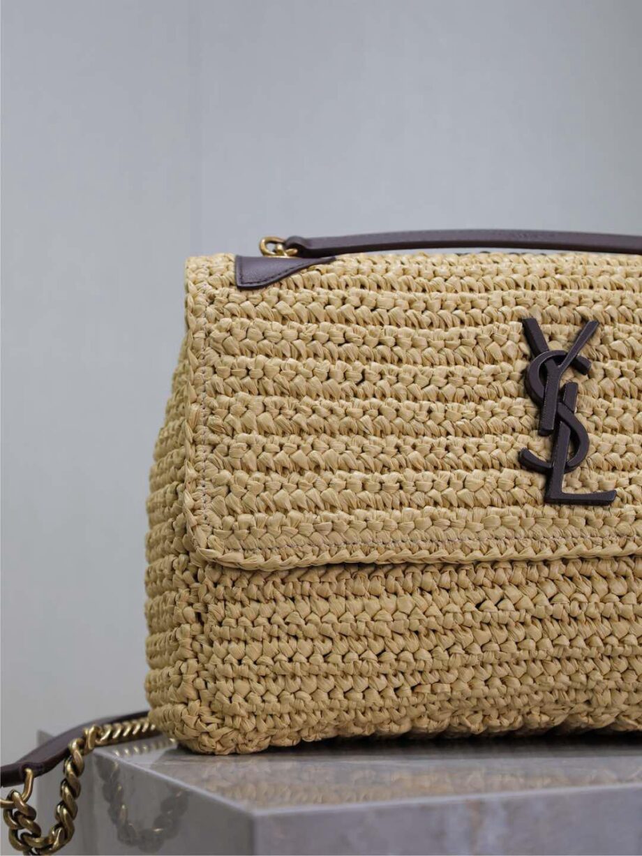 YS Niki Medium Raffia Shoulder Bag