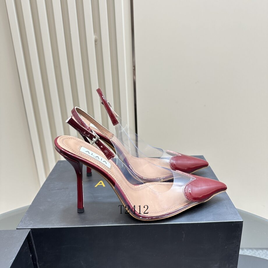 Al Coeur Clear Patent Heart-Toe Slingback Pumps