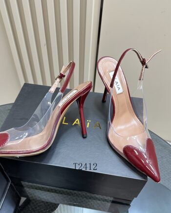 Al Coeur Clear Patent Heart-Toe Slingback Pumps