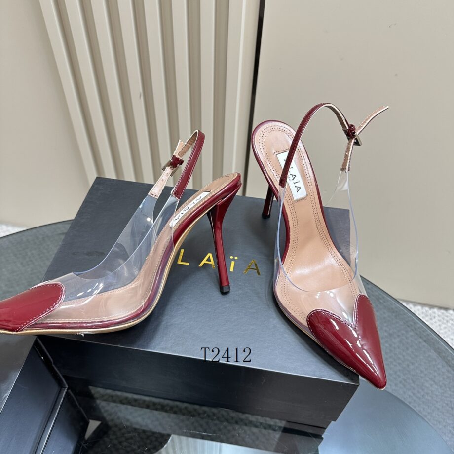 Al Coeur Clear Patent Heart-Toe Slingback Pumps