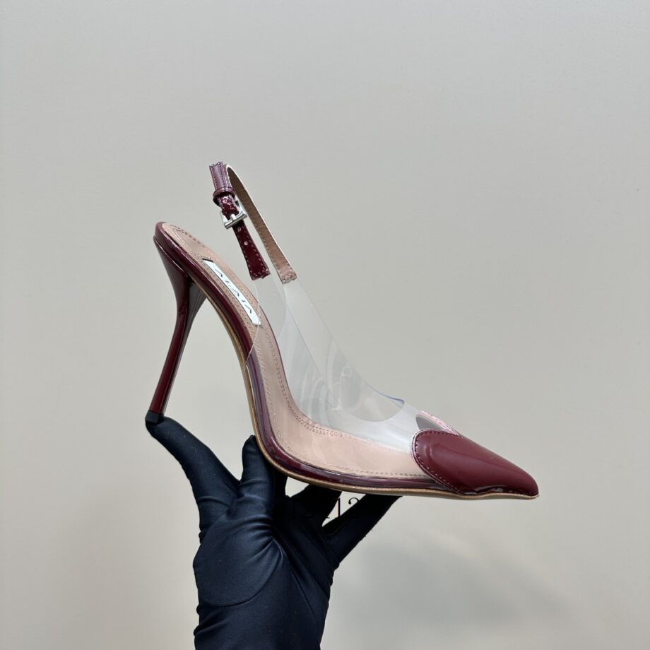 Al Coeur Clear Patent Heart-Toe Slingback Pumps