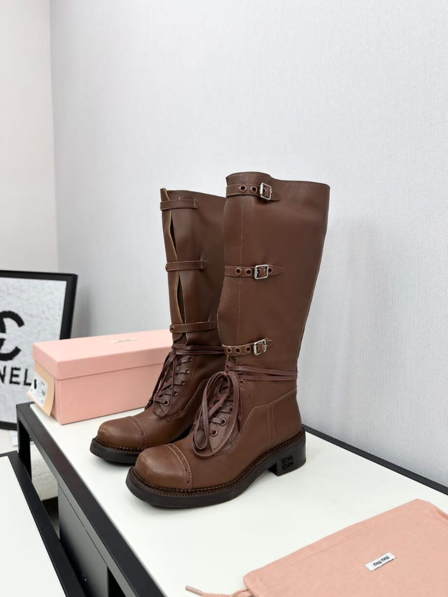 MM women's brown leather knee-high boots