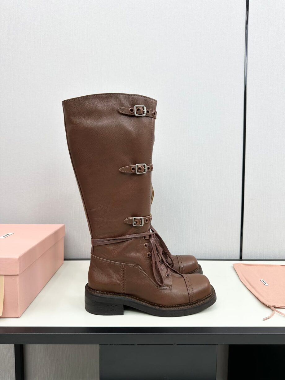 MM women's brown leather knee-high boots