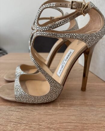 JC Azia 95 Honey Gold Suede Sandals with Crystals