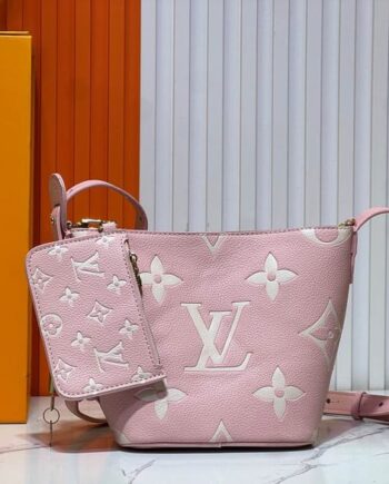 Loui Sleek Bucket Bag in a "Pink / Quartz" bicolor monogram .
