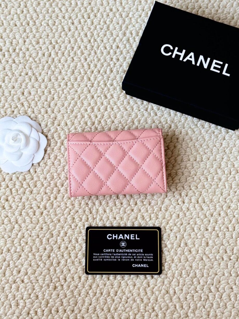 CC Caviar Quilted Flap Card Holder Wallet in Pink Color