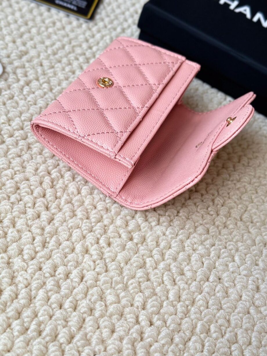 CC Caviar Quilted Flap Card Holder Wallet in Pink Color