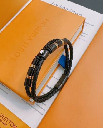 Loui Bracelet | black beaded leather