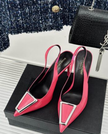 YS Patent Leather Slingback high-heeled shoes | buckle on the vamp.
