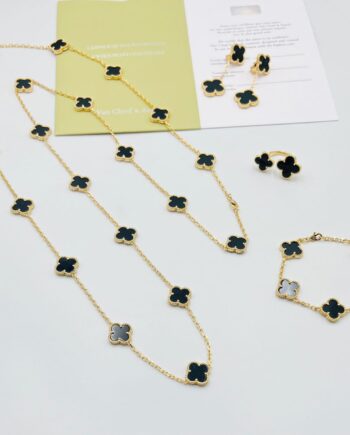 VC long Chain Necklace Set | Black