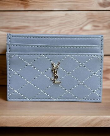 YS Card Holder in Caviar Leather | Grey .