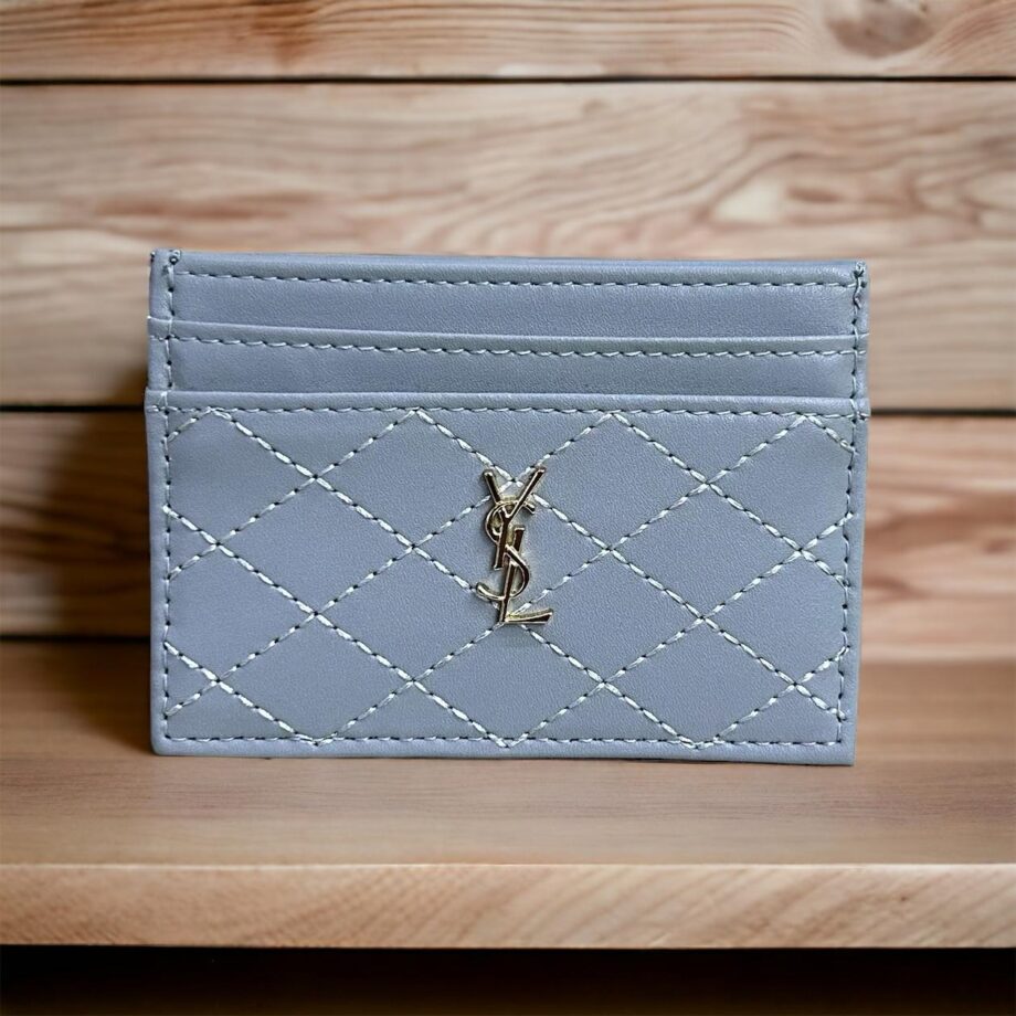 YS Card Holder in Caviar Leather | Grey .