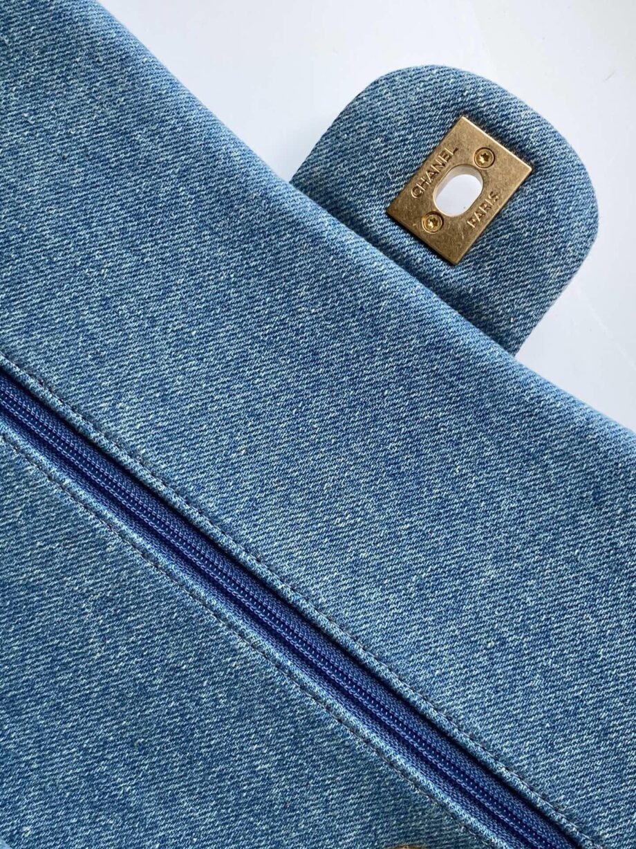 CC Double Flap bag in a combination of tweed and denim.