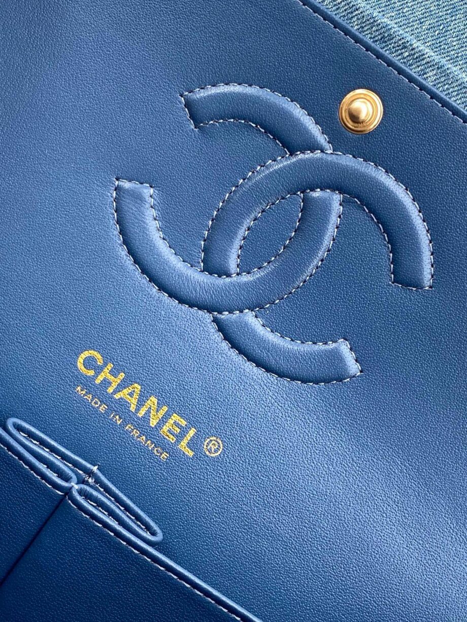CC Double Flap bag in a combination of tweed and denim.
