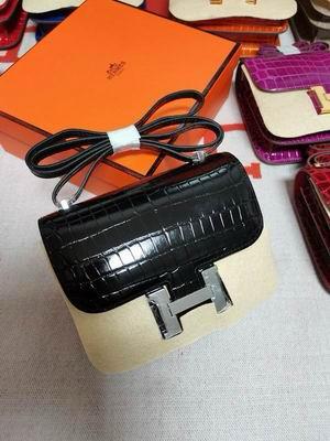 H Constance Bag in crocodile embossed leather (black)