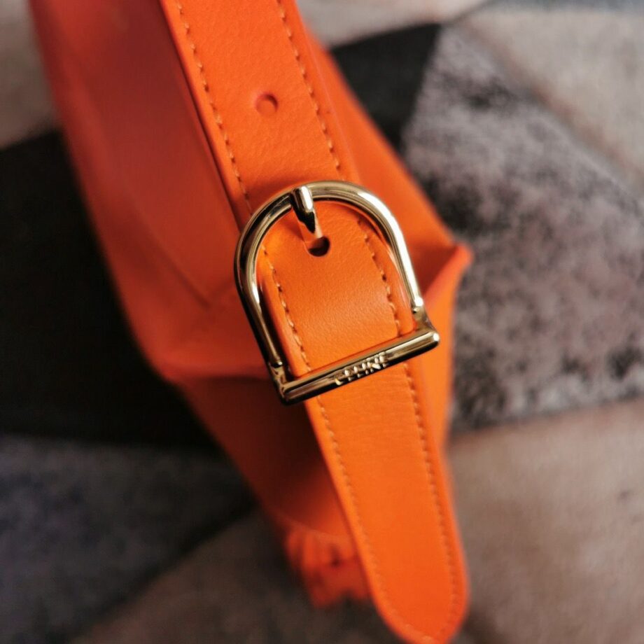 CLINE Romy Medium Bag in bright orange leather.