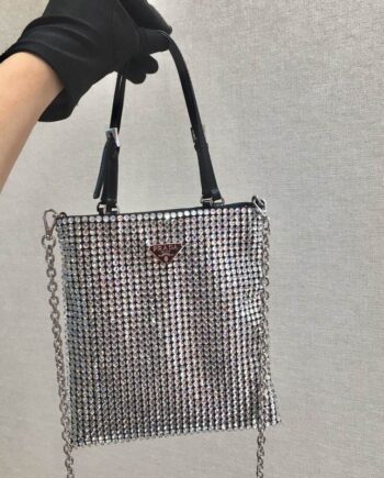 PRDA Embellished Galleria satin bag with crystals.