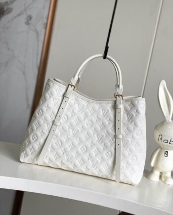 Loiu Babylone Tote in white Monogram Empreinte leather.