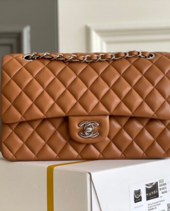 CC Jumbo Classic Flap Lambskin Bag in Brown.