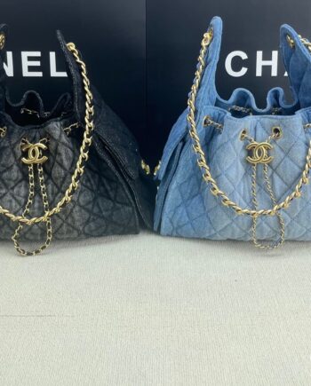 CC Hobo bucket bag (black and blue denim).