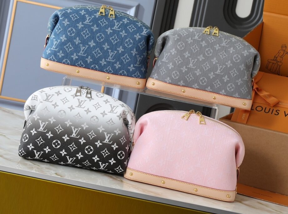 Loiu Cosmetics Pouches | Monogram Denim Pattern.