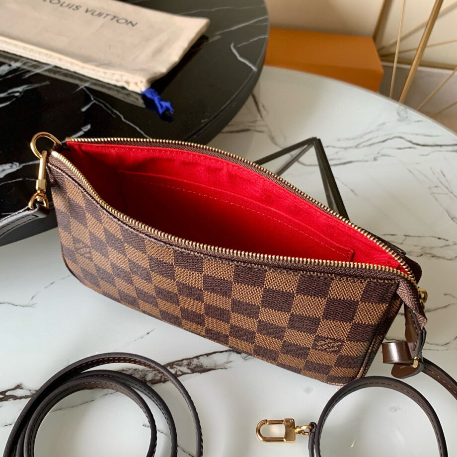 Loiu Pouch Damier Ebene | brown checkered pattern.