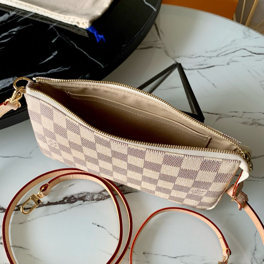 Loiu Accessories Pouch in Damier Azur canvas.