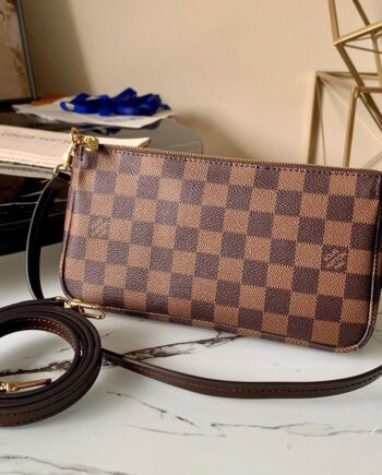 Loiu Pouch Damier Ebene | brown checkered pattern.