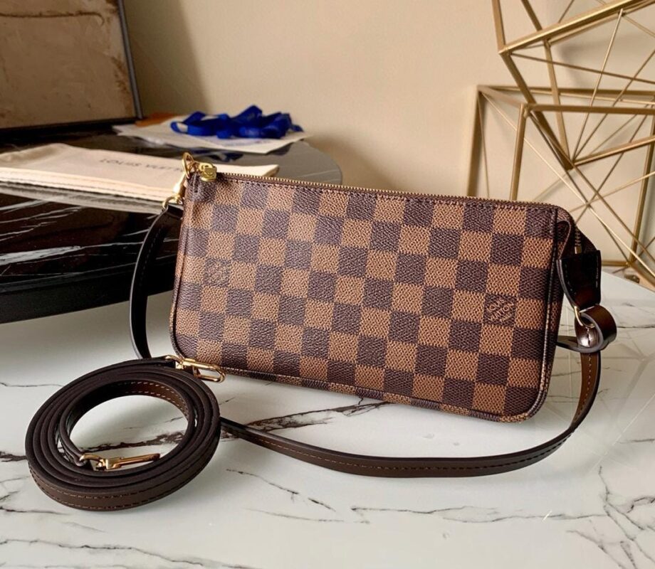 Loiu Pouch Damier Ebene | brown checkered pattern.