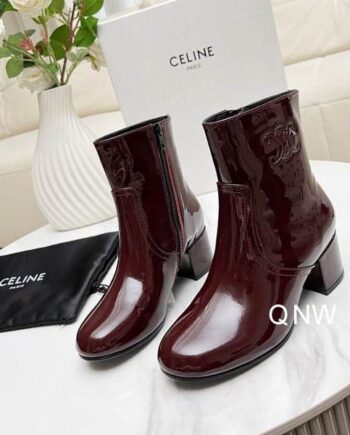 CLine Zipped Ankle Boots in a Shiny Polished Finish.