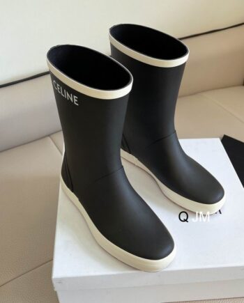 CLine Natural Rubber Boots with white sole and trim.