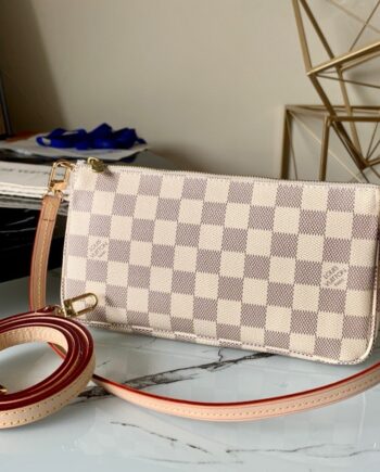 Loiu Accessories Pouch in Damier Azur canvas.